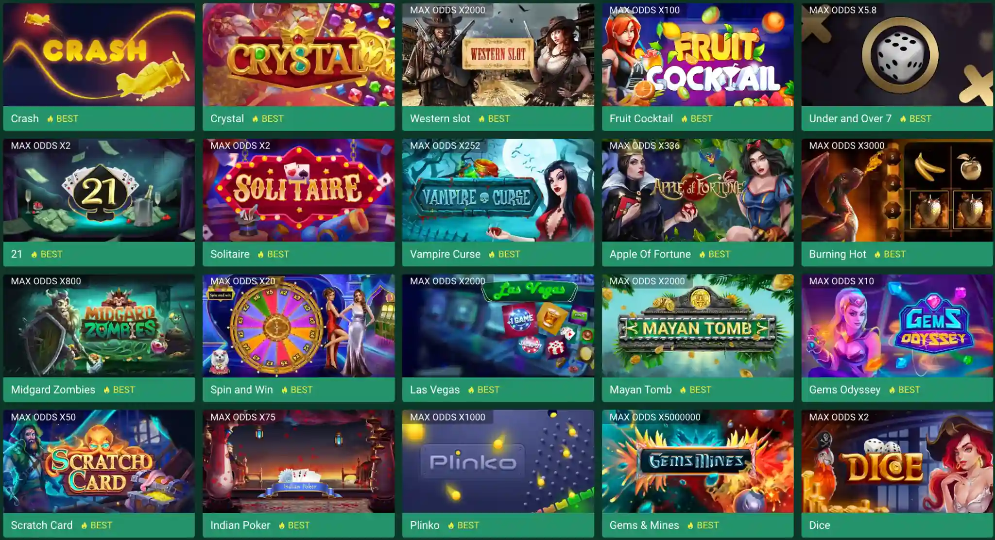 Aperçu de la ludothèque de jeux de casino Betwinner