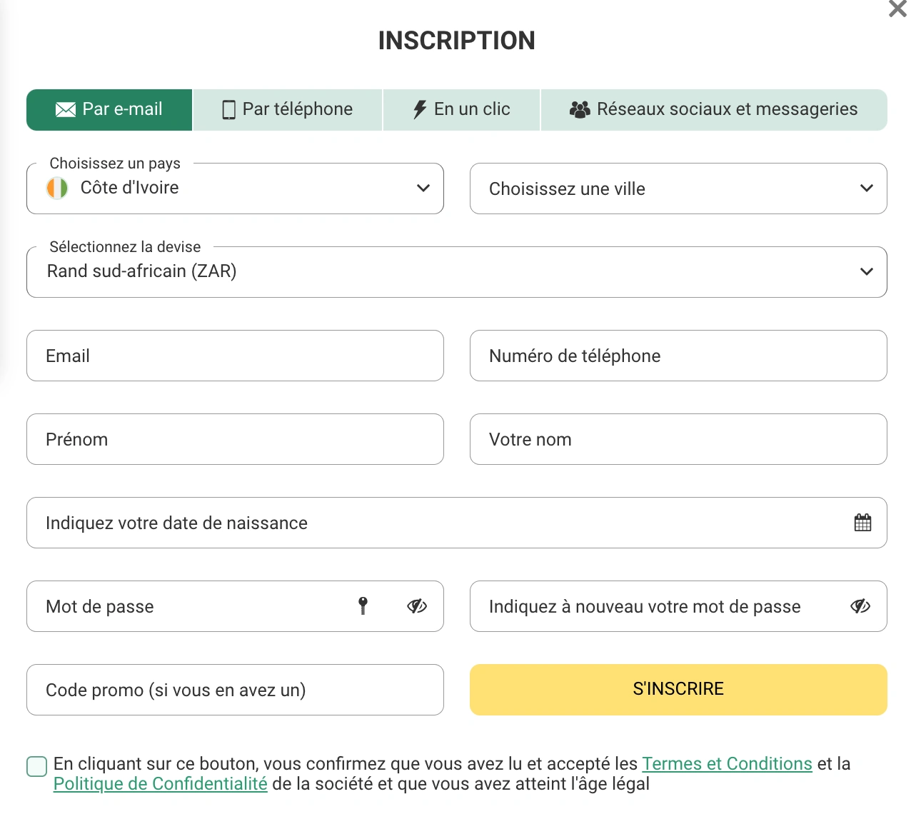 Processus d'inscription rapide et facile sur la plateforme Betwinner